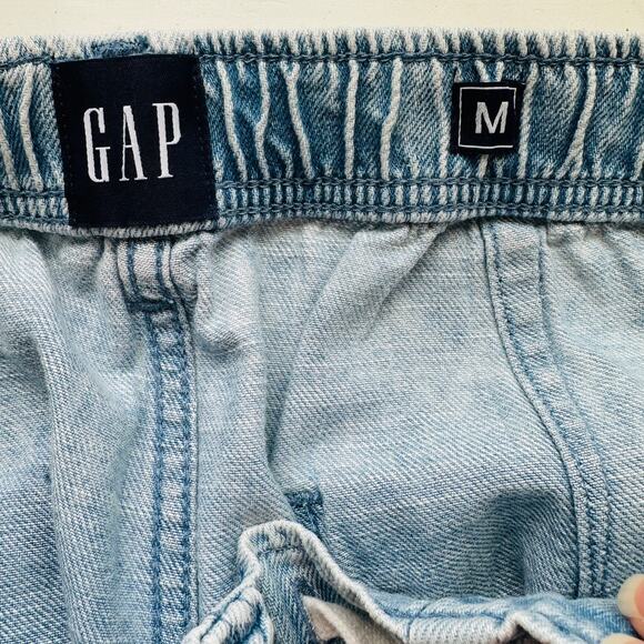 Gap Easy Jean Light Indigo Destructed Cinch Waist Cream Tie M - Picture 10 of 16